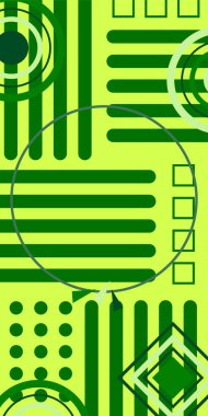 Modern Soyut Mozaik Geometrik Şekiller ve Süslü Vektör Tasarımı. Geometrik şekillerin mozaiğiyle soyut arkaplan.