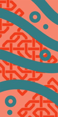 Dekoratif Vektör Arkaplan Organik Akış ve Geometrik Kesinlik. Boho Soyut Arkaplan Eğrisi Çizgileri ve Geometrik Aksanlar. Geometrik şekillerin mozaiğiyle soyut arkaplan.