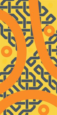 Dekoratif Vektör Arkaplan Organik Akış ve Geometrik Kesinlik. Boho Soyut Arkaplan Eğrisi Çizgileri ve Geometrik Aksanlar. Geometrik şekillerin mozaiğiyle soyut arkaplan.