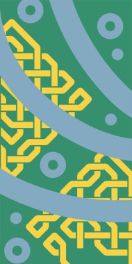 Dekoratif Vektör Arkaplan Organik Akış ve Geometrik Kesinlik. Boho Soyut Arkaplan Eğrisi Çizgileri ve Geometrik Aksanlar. Geometrik şekillerin mozaiğiyle soyut arkaplan.