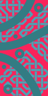 Dekoratif Vektör Arkaplan Organik Akış ve Geometrik Kesinlik. Boho Soyut Arkaplan Eğrisi Çizgileri ve Geometrik Aksanlar. Geometrik şekillerin mozaiğiyle soyut arkaplan.