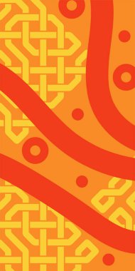 Dekoratif Vektör Arkaplan Organik Akış ve Geometrik Kesinlik. Boho Soyut Arkaplan Eğrisi Çizgileri ve Geometrik Aksanlar. Geometrik şekillerin mozaiğiyle soyut arkaplan.