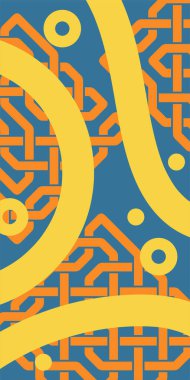 Dekoratif Vektör Arkaplan Organik Akış ve Geometrik Kesinlik. Boho Soyut Arkaplan Eğrisi Çizgileri ve Geometrik Aksanlar. Geometrik şekillerin mozaiğiyle soyut arkaplan.