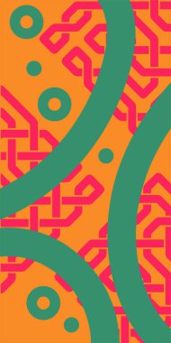 Dekoratif Vektör Arkaplan Organik Akış ve Geometrik Kesinlik. Boho Soyut Arkaplan Eğrisi Çizgileri ve Geometrik Aksanlar. Geometrik şekillerin mozaiğiyle soyut arkaplan.