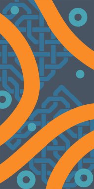 Dekoratif Vektör Arkaplan Organik Akış ve Geometrik Kesinlik. Boho Soyut Arkaplan Eğrisi Çizgileri ve Geometrik Aksanlar. Geometrik şekillerin mozaiğiyle soyut arkaplan.