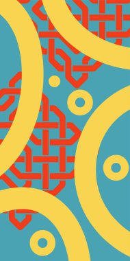 Dekoratif Vektör Arkaplan Organik Akış ve Geometrik Kesinlik. Boho Soyut Arkaplan Eğrisi Çizgileri ve Geometrik Aksanlar. Geometrik şekillerin mozaiğiyle soyut arkaplan.