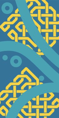 Dekoratif Vektör Arkaplan Organik Akış ve Geometrik Kesinlik. Boho Soyut Arkaplan Eğrisi Çizgileri ve Geometrik Aksanlar. Geometrik şekillerin mozaiğiyle soyut arkaplan.