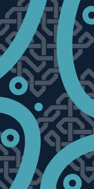 Dekoratif Vektör Arkaplan Organik Akış ve Geometrik Kesinlik. Boho Soyut Arkaplan Eğrisi Çizgileri ve Geometrik Aksanlar. Geometrik şekillerin mozaiğiyle soyut arkaplan.