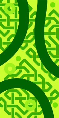 Dekoratif Vektör Arkaplan Organik Akış ve Geometrik Kesinlik. Boho Soyut Arkaplan Eğrisi Çizgileri ve Geometrik Aksanlar. Geometrik şekillerin mozaiğiyle soyut arkaplan.