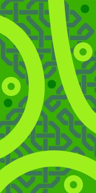 Dekoratif Vektör Arkaplan Organik Akış ve Geometrik Kesinlik. Boho Soyut Arkaplan Eğrisi Çizgileri ve Geometrik Aksanlar. Geometrik şekillerin mozaiğiyle soyut arkaplan.