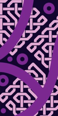 Dekoratif Vektör Arkaplan Organik Akış ve Geometrik Kesinlik. Boho Soyut Arkaplan Eğrisi Çizgileri ve Geometrik Aksanlar. Geometrik şekillerin mozaiğiyle soyut arkaplan.