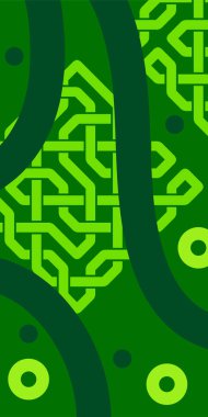 Dekoratif Vektör Arkaplan Organik Akış ve Geometrik Kesinlik. Boho Soyut Arkaplan Eğrisi Çizgileri ve Geometrik Aksanlar. Geometrik şekillerin mozaiğiyle soyut arkaplan.