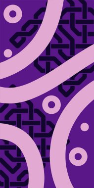 Dekoratif Vektör Arkaplan Organik Akış ve Geometrik Kesinlik. Boho Soyut Arkaplan Eğrisi Çizgileri ve Geometrik Aksanlar. Geometrik şekillerin mozaiğiyle soyut arkaplan.