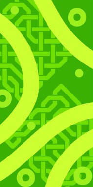 Dekoratif Vektör Arkaplan Organik Akış ve Geometrik Kesinlik. Boho Soyut Arkaplan Eğrisi Çizgileri ve Geometrik Aksanlar. Geometrik şekillerin mozaiğiyle soyut arkaplan.