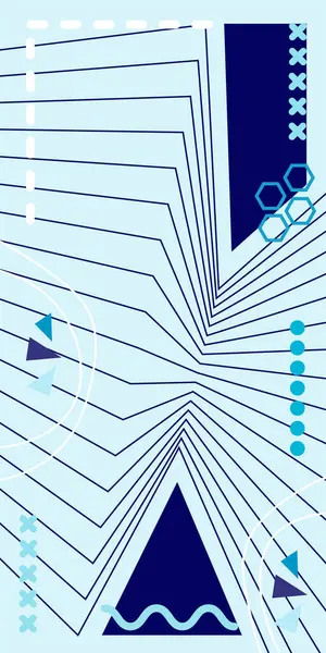 Dekoratif Vektör Arkaplan Organik Akış ve Geometrik Kesinlik. Boho Soyut Arkaplan Eğrisi Çizgileri ve Geometrik Aksanlar. Geometrik şekillerin mozaiğiyle soyut arkaplan.