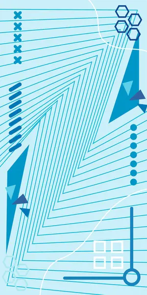 Dekoratif Vektör Arkaplan Organik Akış ve Geometrik Kesinlik. Boho Soyut Arkaplan Eğrisi Çizgileri ve Geometrik Aksanlar. Geometrik şekillerin mozaiğiyle soyut arkaplan.