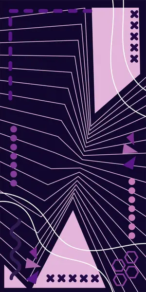 Dekoratif Vektör Arkaplan Organik Akış ve Geometrik Kesinlik. Boho Soyut Arkaplan Eğrisi Çizgileri ve Geometrik Aksanlar. Geometrik şekillerin mozaiğiyle soyut arkaplan.