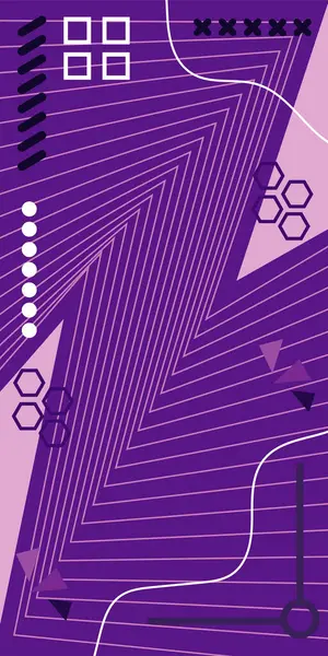 Dekoratif Vektör Arkaplan Organik Akış ve Geometrik Kesinlik. Boho Soyut Arkaplan Eğrisi Çizgileri ve Geometrik Aksanlar. Geometrik şekillerin mozaiğiyle soyut arkaplan.