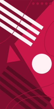 Modern Soyut Mozaik Geometrik Şekiller ve Süslü Vektör Tasarımı. Geometrik şekillerin mozaiğiyle soyut arkaplan.