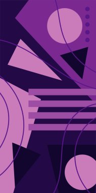 Modern Soyut Mozaik Geometrik Şekiller ve Süslü Vektör Tasarımı. Geometrik şekillerin mozaiğiyle soyut arkaplan.