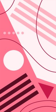 Modern Soyut Mozaik Geometrik Şekiller ve Süslü Vektör Tasarımı. Geometrik şekillerin mozaiğiyle soyut arkaplan.