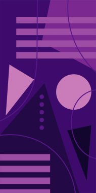 Modern Soyut Mozaik Geometrik Şekiller ve Süslü Vektör Tasarımı. Geometrik şekillerin mozaiğiyle soyut arkaplan.