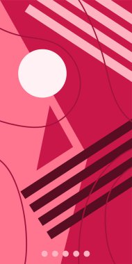 Modern Soyut Mozaik Geometrik Şekiller ve Süslü Vektör Tasarımı. Geometrik şekillerin mozaiğiyle soyut arkaplan.