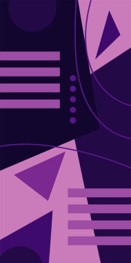 Modern Soyut Mozaik Geometrik Şekiller ve Süslü Vektör Tasarımı. Geometrik şekillerin mozaiğiyle soyut arkaplan.