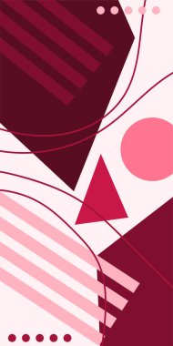 Modern Soyut Mozaik Geometrik Şekiller ve Süslü Vektör Tasarımı. Geometrik şekillerin mozaiğiyle soyut arkaplan.