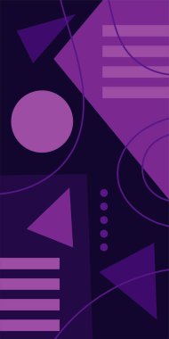 Modern Soyut Mozaik Geometrik Şekiller ve Süslü Vektör Tasarımı. Geometrik şekillerin mozaiğiyle soyut arkaplan.