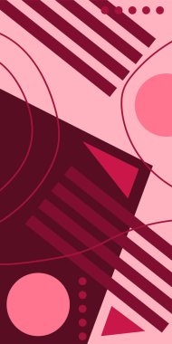 Modern Soyut Mozaik Geometrik Şekiller ve Süslü Vektör Tasarımı. Geometrik şekillerin mozaiğiyle soyut arkaplan.