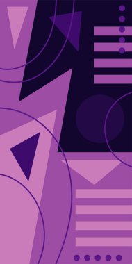 Modern Soyut Mozaik Geometrik Şekiller ve Süslü Vektör Tasarımı. Geometrik şekillerin mozaiğiyle soyut arkaplan.