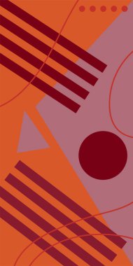 Modern Soyut Mozaik Geometrik Şekiller ve Süslü Vektör Tasarımı. Geometrik şekillerin mozaiğiyle soyut arkaplan.