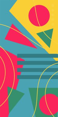 Modern Soyut Mozaik Geometrik Şekiller ve Süslü Vektör Tasarımı. Geometrik şekillerin mozaiğiyle soyut arkaplan.