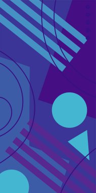 Modern Soyut Mozaik Geometrik Şekiller ve Süslü Vektör Tasarımı. Geometrik şekillerin mozaiğiyle soyut arkaplan.