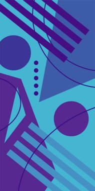 Modern Soyut Mozaik Geometrik Şekiller ve Süslü Vektör Tasarımı. Geometrik şekillerin mozaiğiyle soyut arkaplan.