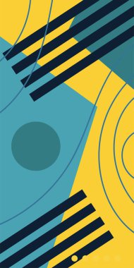 Modern Soyut Mozaik Geometrik Şekiller ve Süslü Vektör Tasarımı. Geometrik şekillerin mozaiğiyle soyut arkaplan.