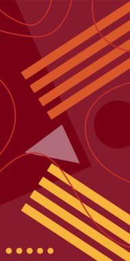 Modern Soyut Mozaik Geometrik Şekiller ve Süslü Vektör Tasarımı. Geometrik şekillerin mozaiğiyle soyut arkaplan.