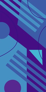 Modern Soyut Mozaik Geometrik Şekiller ve Süslü Vektör Tasarımı. Geometrik şekillerin mozaiğiyle soyut arkaplan.