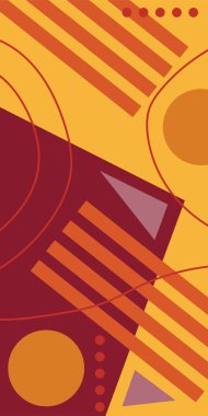 Modern Soyut Mozaik Geometrik Şekiller ve Süslü Vektör Tasarımı. Geometrik şekillerin mozaiğiyle soyut arkaplan.