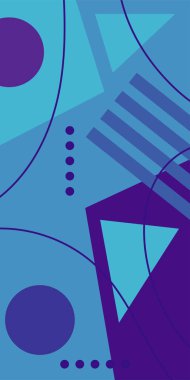 Modern Soyut Mozaik Geometrik Şekiller ve Süslü Vektör Tasarımı. Geometrik şekillerin mozaiğiyle soyut arkaplan.