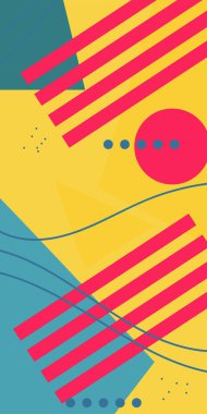 Modern Soyut Mozaik Geometrik Şekiller ve Süslü Vektör Tasarımı. Geometrik şekillerin mozaiğiyle soyut arkaplan.