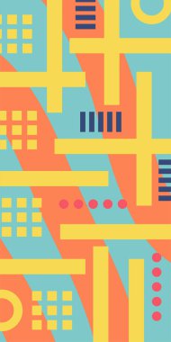 Geometrik şekilli soyut arkaplan sanatı. Memphis tarzı sanat posterleri için soyut bir arka plan. Boho Soyut Arkaplan Eğrisi Çizgileri ve Geometrik Aksanlar.