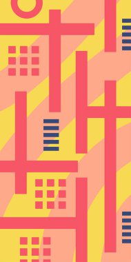 Geometrik şekilli soyut arkaplan sanatı. Memphis tarzı sanat posterleri için soyut bir arka plan. Boho Soyut Arkaplan Eğrisi Çizgileri ve Geometrik Aksanlar.