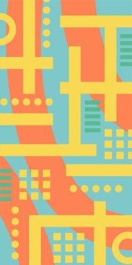 Geometrik şekilli soyut arkaplan sanatı. Memphis tarzı sanat posterleri için soyut bir arka plan. Boho Soyut Arkaplan Eğrisi Çizgileri ve Geometrik Aksanlar.