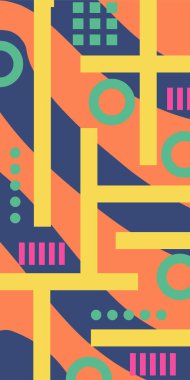 Geometrik şekilli soyut arkaplan sanatı. Memphis tarzı sanat posterleri için soyut bir arka plan. Boho Soyut Arkaplan Eğrisi Çizgileri ve Geometrik Aksanlar.