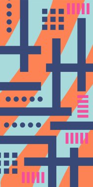 Geometrik şekilli soyut arkaplan sanatı. Memphis tarzı sanat posterleri için soyut bir arka plan. Boho Soyut Arkaplan Eğrisi Çizgileri ve Geometrik Aksanlar.