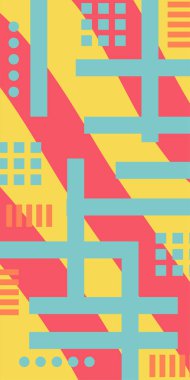 Geometrik şekilli soyut arkaplan sanatı. Memphis tarzı sanat posterleri için soyut bir arka plan. Boho Soyut Arkaplan Eğrisi Çizgileri ve Geometrik Aksanlar.