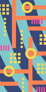 Geometrik şekilli soyut arkaplan sanatı. Memphis tarzı sanat posterleri için soyut bir arka plan. Boho Soyut Arkaplan Eğrisi Çizgileri ve Geometrik Aksanlar.