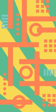 Geometrik şekilli soyut arkaplan sanatı. Memphis tarzı sanat posterleri için soyut bir arka plan. Boho Soyut Arkaplan Eğrisi Çizgileri ve Geometrik Aksanlar.